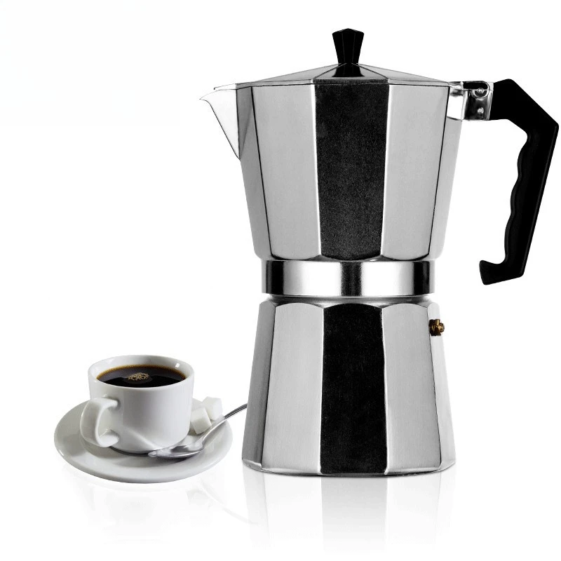 Italian Style Aluminum Moka Pot European Coffee Maker Octagon Design Stovetop Espresso Brewer For Home Use