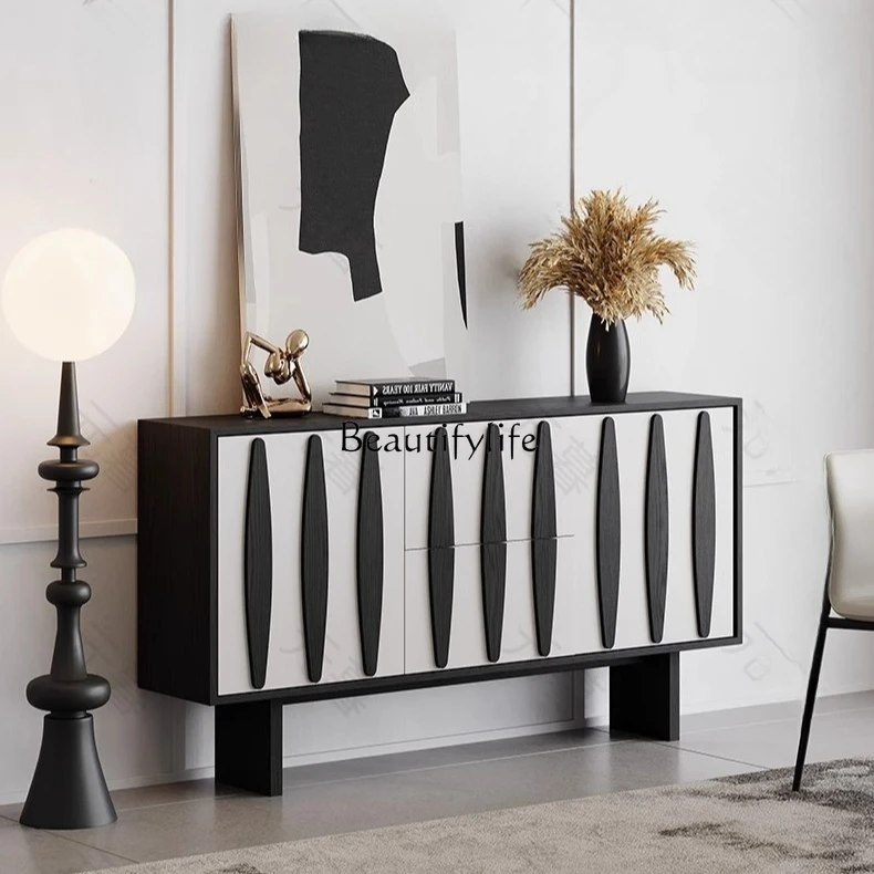 

*Medieval style dining side cabinet integrated against the wall French retro living room entrance storage cabinet