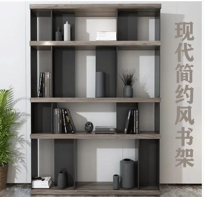 

Bookshelf Study shelving Walnut wood board storage storage cabinets Multi-layer shelving landing