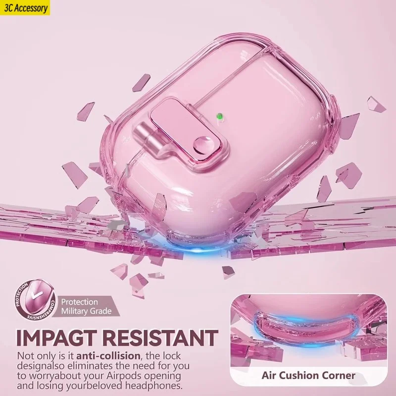 جديد 【2 في 1】غطاء حافظة AirPods Pro 2nd/1st Gen (2023/2022/2019) مع مجموعة أدوات تنظيف حافظة منبثقة أوتوماتيكية لأجهزة Air Pods 4