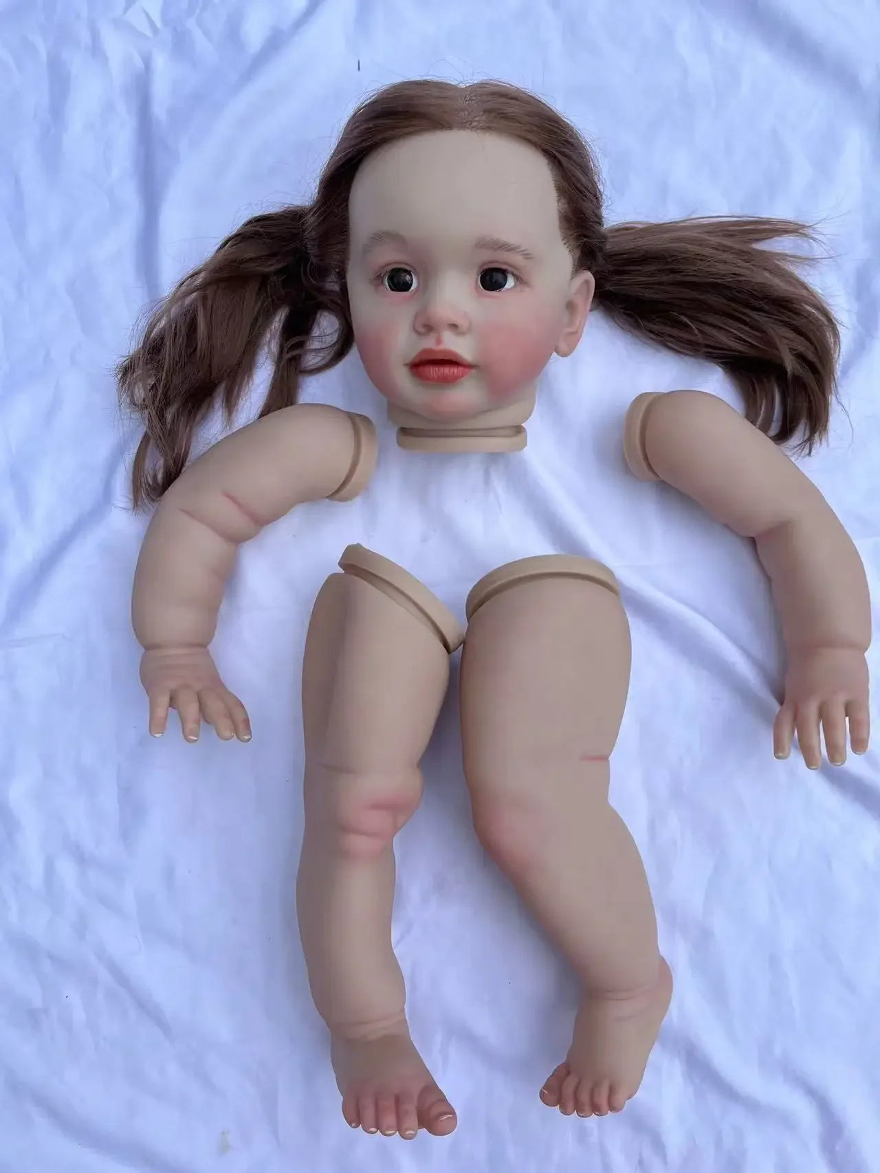

DLS индивидуальные ограниченные поставки 26 дюймов Reborn Baby Pippa с ручными корнями волосами реальные фотографии окрашенный комплект DIY часть Рождественский подарок