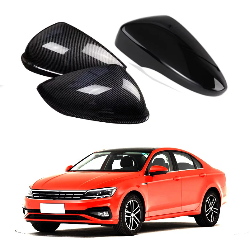 

For 19-21 Volkswagen Lamando carbon fiber patterned rearview mirror shell, reverse mirror cover, bright black reflector