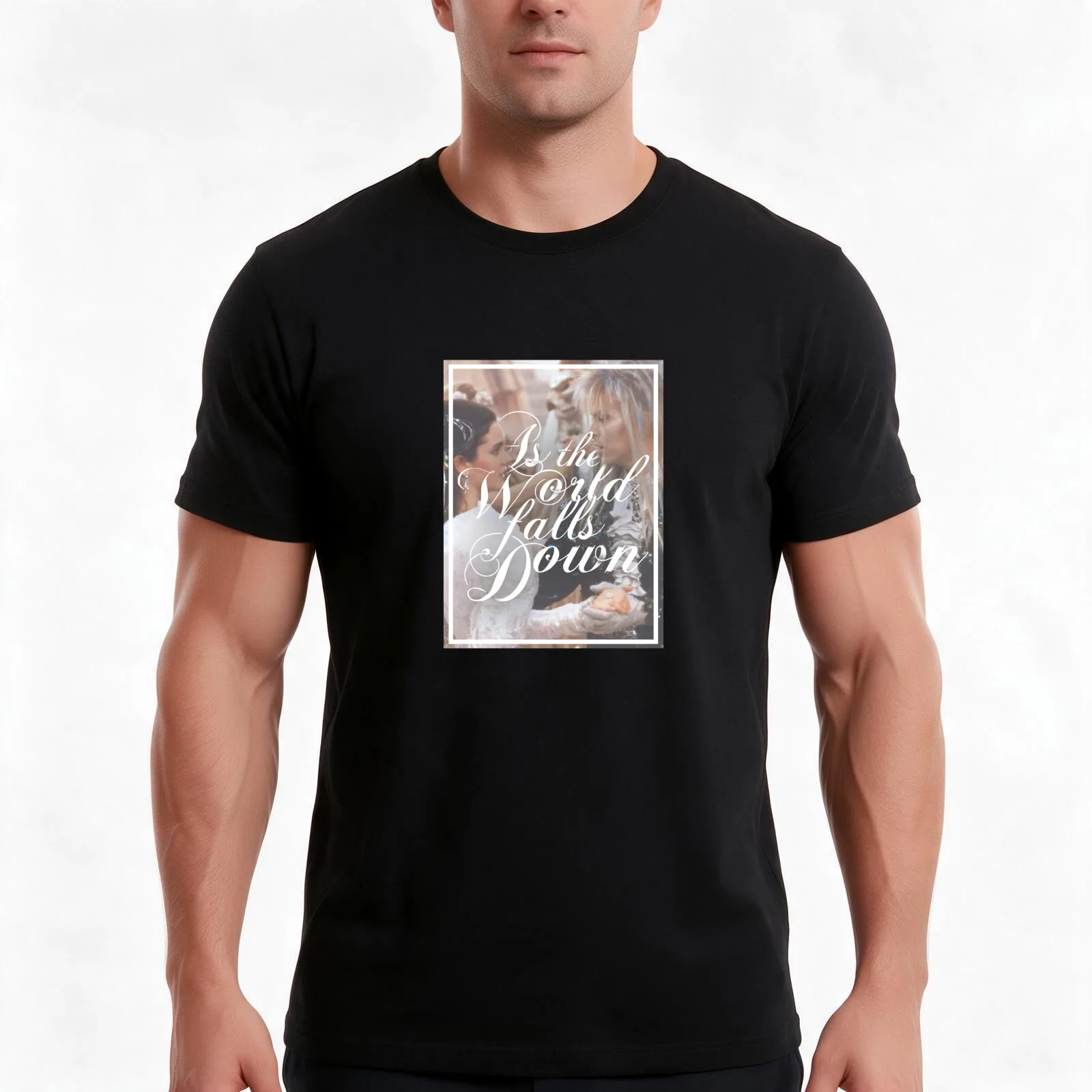 As the world falls down - Labyrinth T-Shirt, Funny Graphic Print Tee, Unisex Cotton Casual Short Sleeve Top