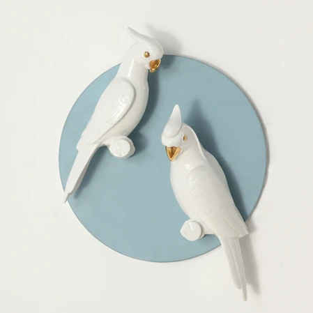 

Simple 3D parrot bird creative background wall hanging ceramic wall art home decoration