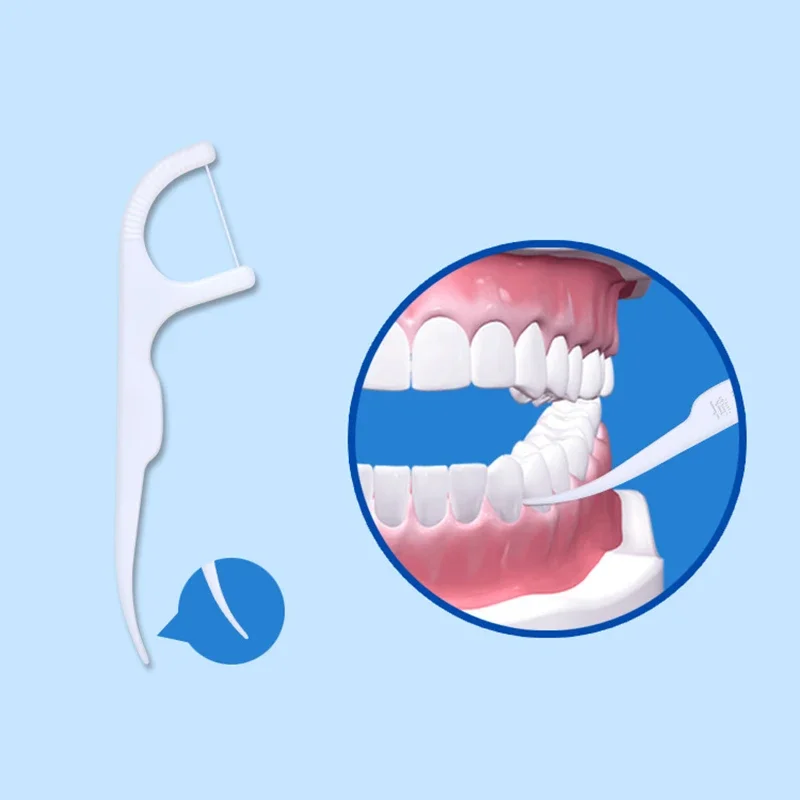 

50pcs/Box Portable Disposable Dental Floss Stick | High-tension Plastic Toothpick Floss for Oral Care | Travel Dental Floss Box