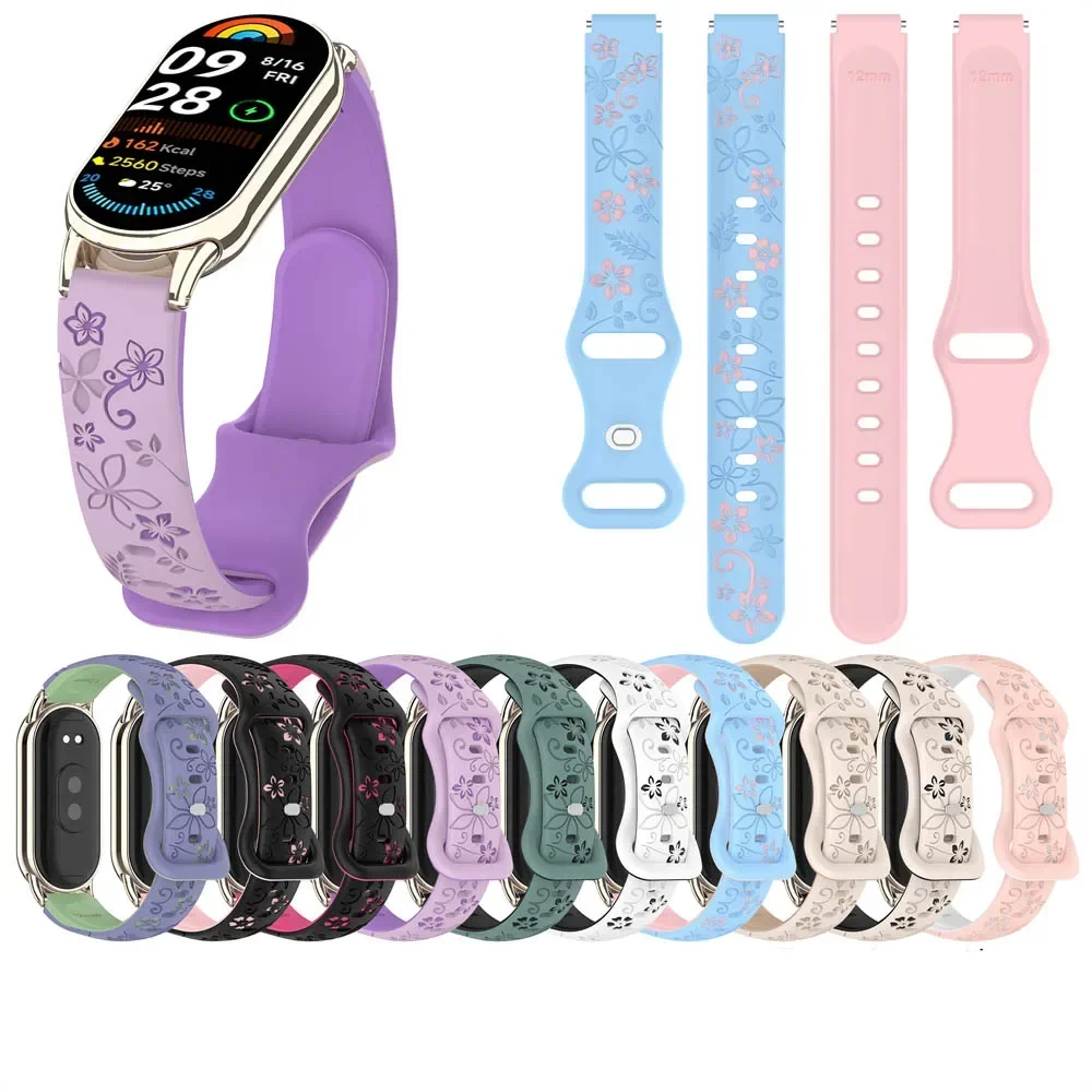 Engraved Band Strap For Mi Band 8 Xiaomi Silicone Strap for Xiaomi Band 8 Original Strap for Mi Band 9 Replacement Bracelet Mi 8