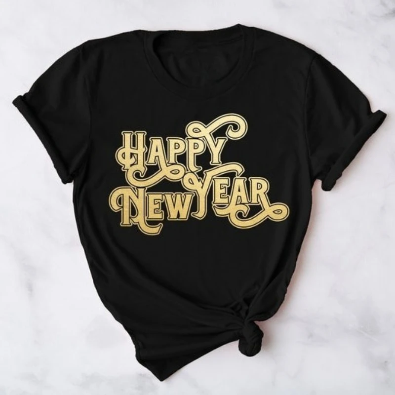 Happy New Year Hello 2026 Crew Unisex Shirt Cheers To The Good Bye 2025 Simple Letters Printed T-shirt Tops Fashion Streetwear