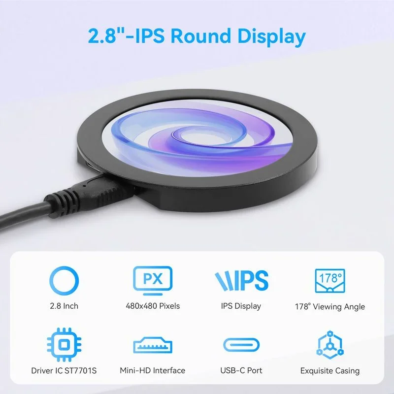 Hot Sale 2.8inch Round IPS Display 480*480 HD Screen with Aluminum Housing