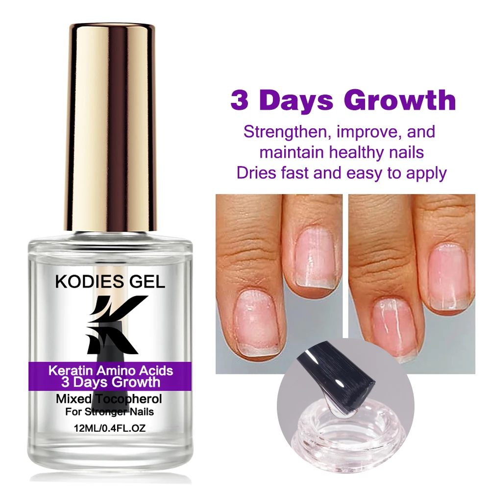 KODIES GEL 3 Day Nail Growth Maximal Nail Strengthener Treatment Hardener Keratin Healthy Normal Base Top Coat Repair System