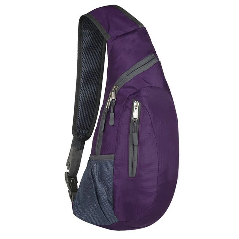 

Durable Foldable Sport Messenger Bag Polyester Waterproof Chest Pack Solid Color Single Shoulder Bag Outdoor Hiking