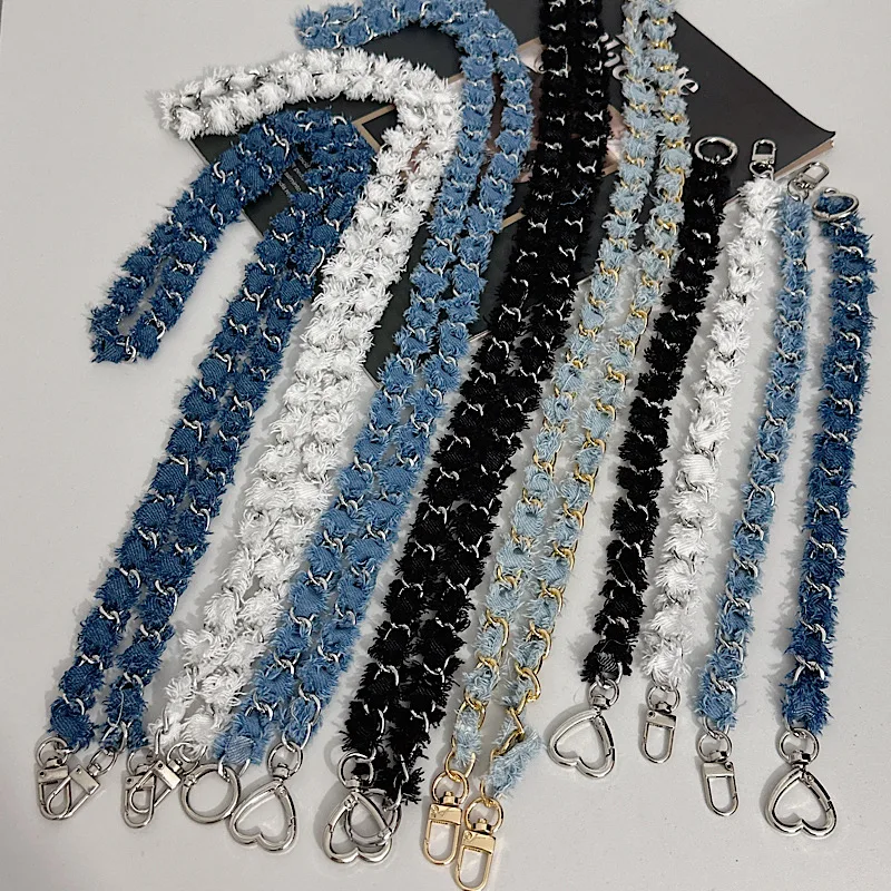 Chaîne de sac en cuir, petit parfum, vêtements en Denim, sangle de sac, étui de téléphone portable, sangle de chaîne suspendue, chaîne de sac en métal, bandoulière