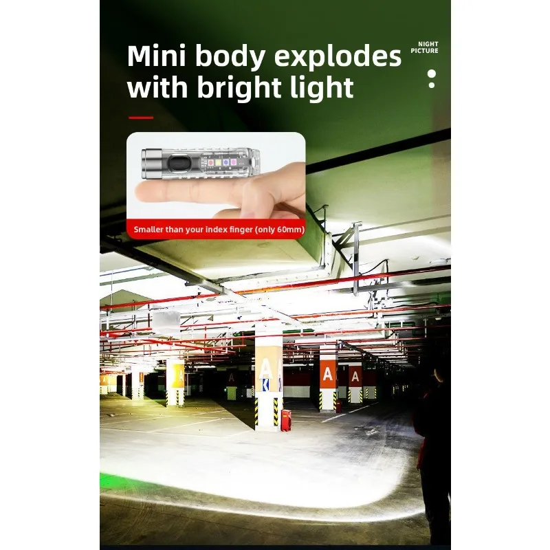 Outdoor LED Mini fluorescerend sleutelhangerlicht - oplaadbaar, magnetisch waarschuwingslampje, draagbare superheldere zaklamp