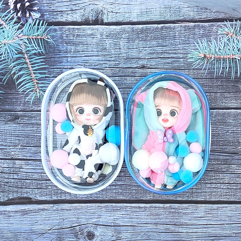 13.5cm Clear Doll Pouch Plush Dolls Anime Nendoroid Figures Transparent Carrying Outdoor Lovely Bag Protector Case Showing Box