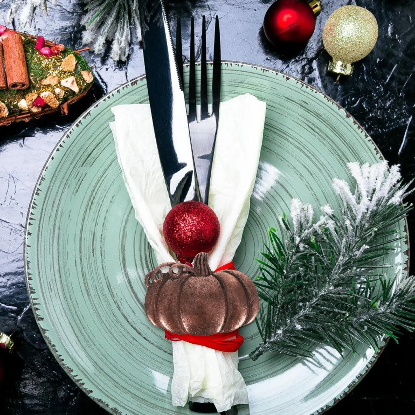 6Pcs Halloween Pumpkin Napkin Rings Alloy Napkin Holders Decorative Tissue Buckles Harvest Thanksgiving Dinner Party Table Decor