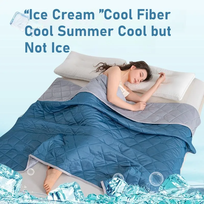 

Solid Summer Cooling Blanket Air Condition Quilt Smooth Breathable Lightweight Comforter Throw Blanket Office for Bed Doubleside