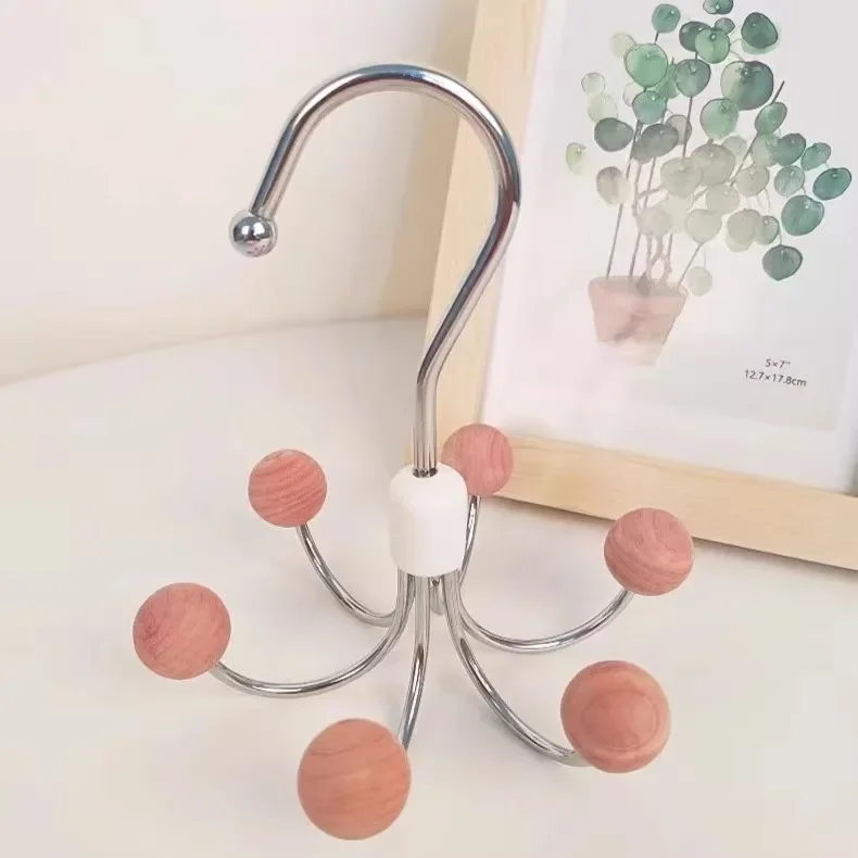 

360 ° rotatable hook household wardrobe storage artifact, multi-functional cabinet hanging hat underwear six-claw hook