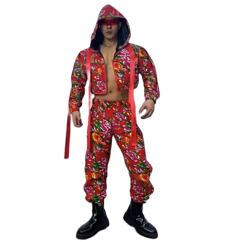 New Bar Nightclub Dj Ds Gogo Dancer Costume Men Halloween Pole Dance Clothing Muscle Man Sexy Rave Outfits Stage Clothes Set ﻿