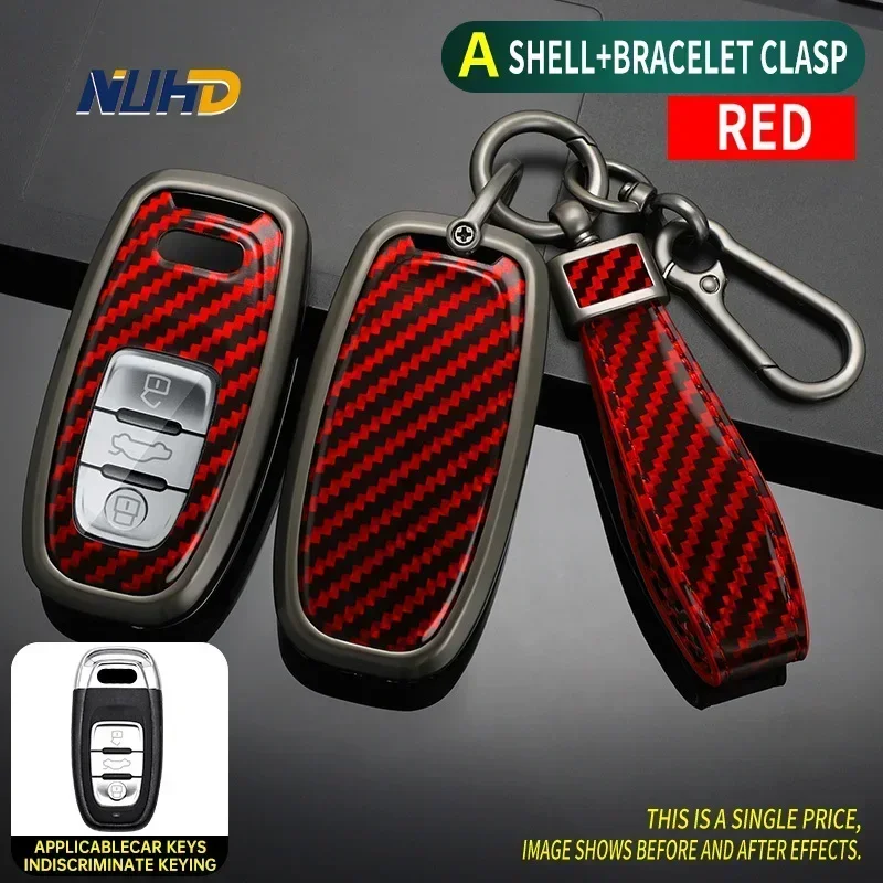 

Carbon Fiber Car Key Case Keychain For Audi A1 A3 A4 A5 A6 A7 A8 Quattro Q3 Q5 Q7 2010-2014 Auto Key Cover Protector Accessories