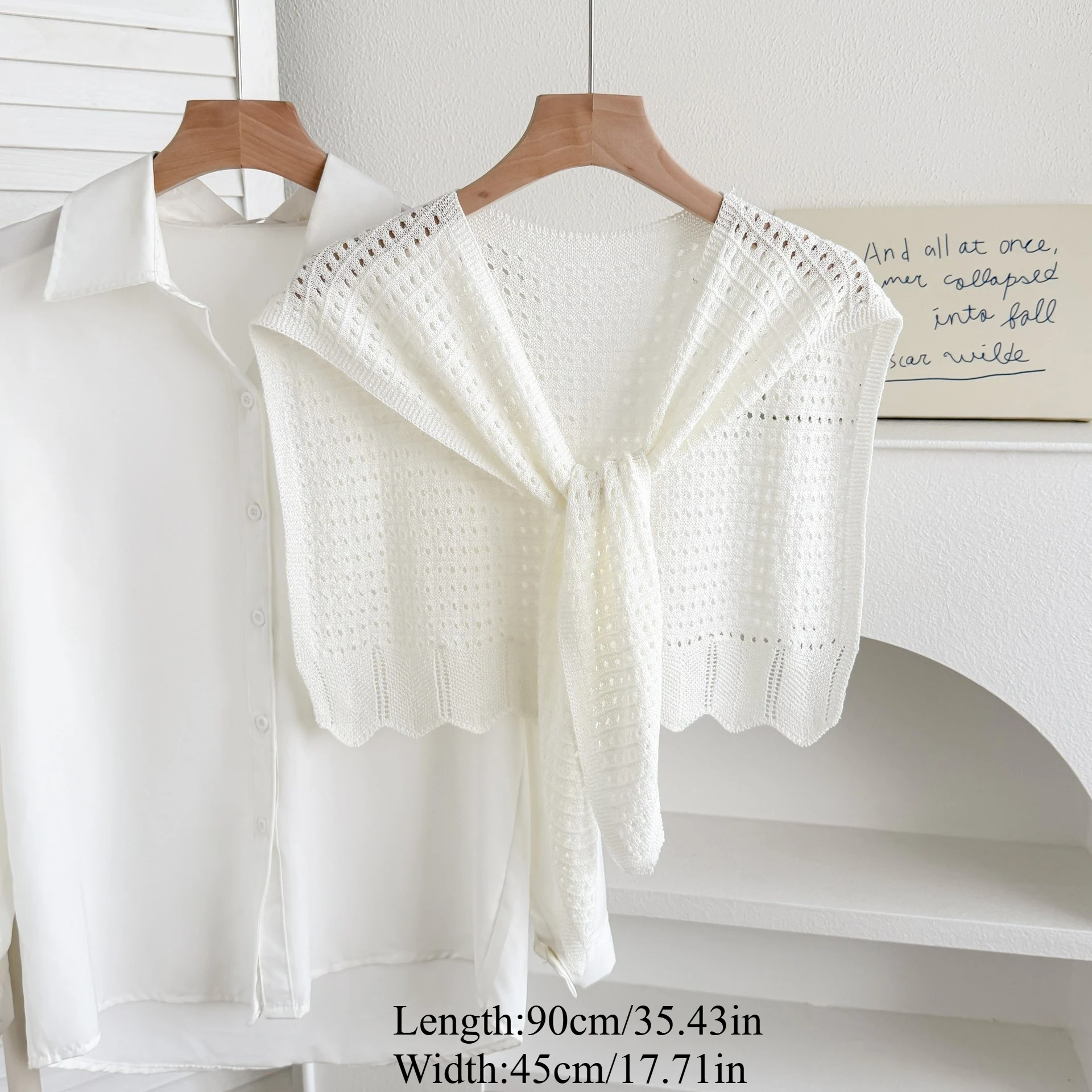 1 piece of spring and autumn new hollow design pointed sleeve knitted shawl with shirt skirt and neck scarf