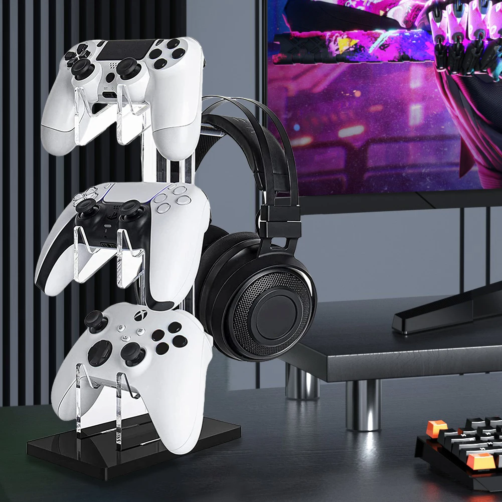 Soporte para controlador de Gamepad, soporte estable para controlador de auriculares, soporte de escritorio para PS5/4/3/2/Xbox para Switch Pro