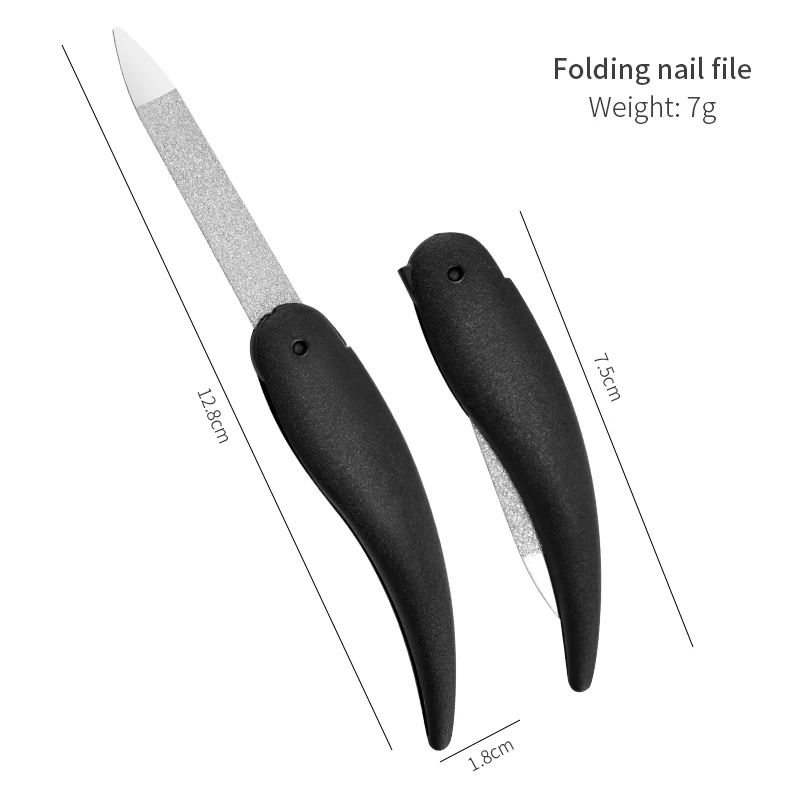 5-teiliges Set, faltbare Nagelfeile mit kleinen Fischen, gewaschen und poliert, Manikürefeile, doppelseitig, mattiertes ABS-Kunststoffmaterial, Nagelkunst