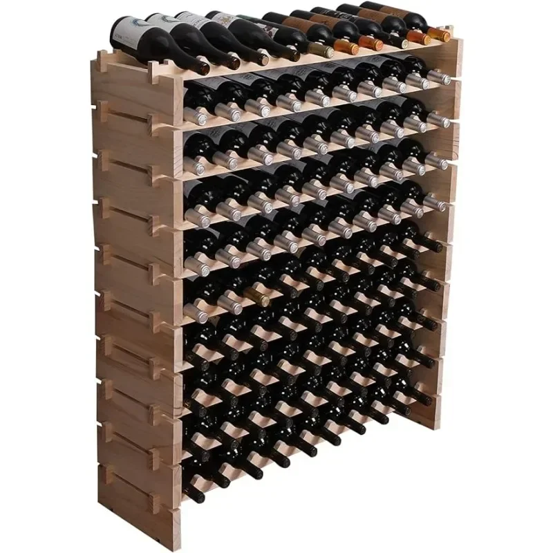 

Wine Rack Cabinet Freestanding for Floor Wooden Stackable Storage Modular Countertop Wood Holder (120bottle)