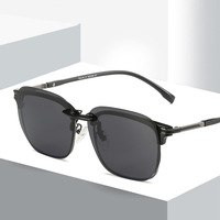 Men Square Clip On Sunglasses Women Polarized Black Lens Sun Glasses Night Vision Driving Goggles Anti Glare UV400 Shades Clips