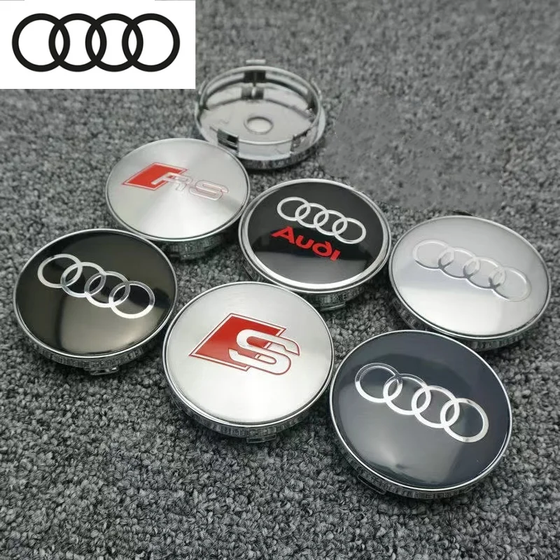 4PCS 60mm modified wheel hub cover tire center logo For Audi A1 A2 A3 8V 8P 8L A4 B5 B6 B7 B8 A5 A6 C5 C6 C7 A7 A8 Q2 Q3 Q5 Q7