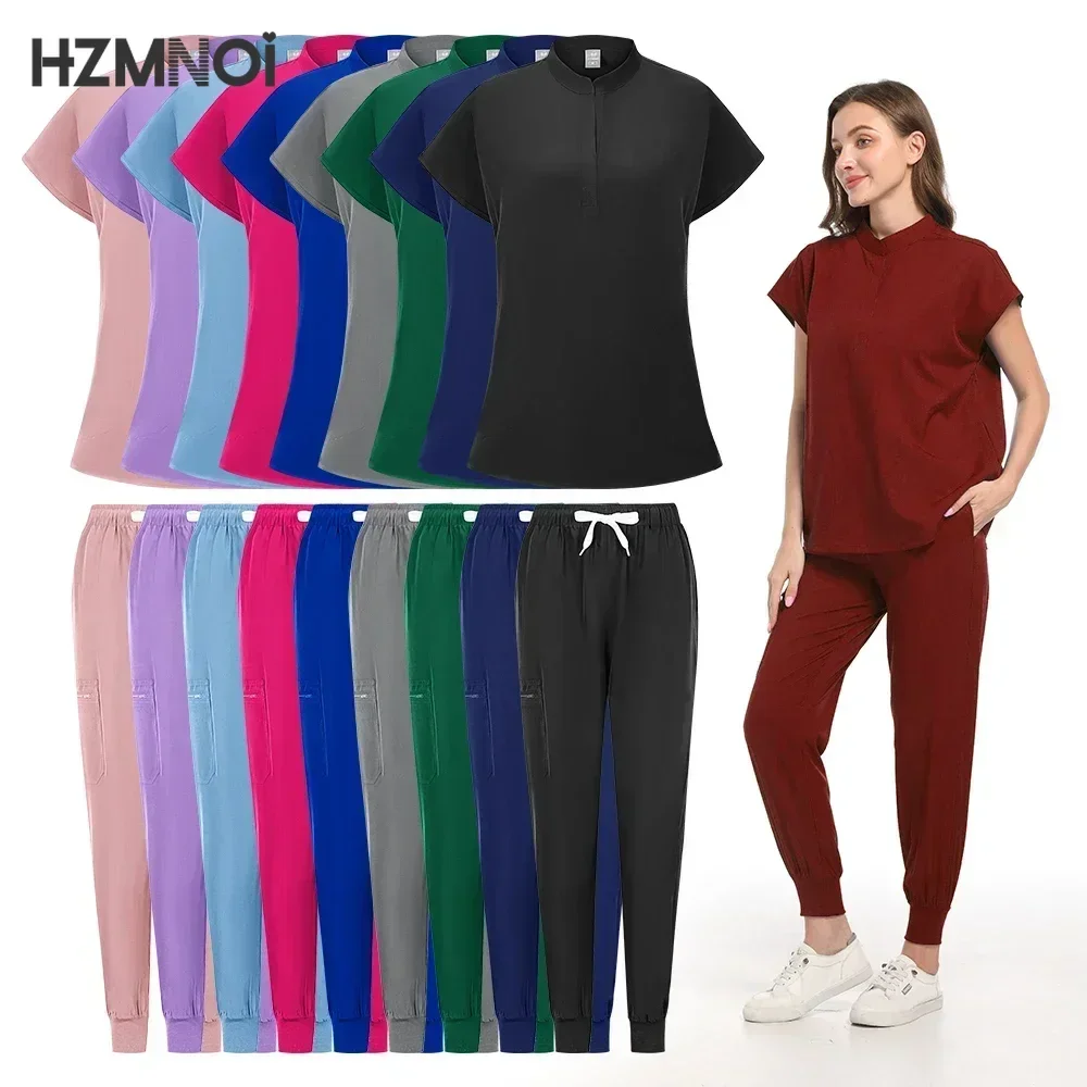 Women Scrubs Sets Polychrome Medical Uniform Hospital Working Scrub Suits Nurse Accessories Dental Surgery Suit Lab Workwear