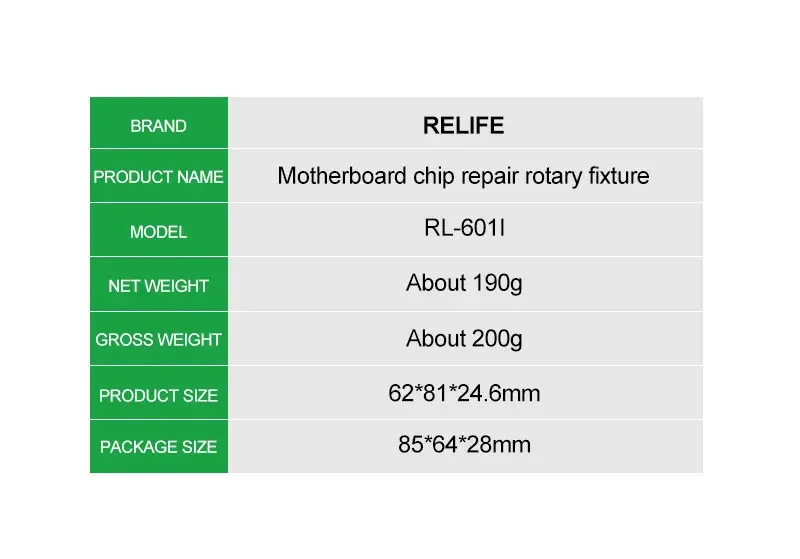 RELIFE RL-601I Multifunktions-Rotationsvorrichtung Motherboard Chip BGA für Handy PCB Clamp IC Murization Tin Planting Table – Detail 9