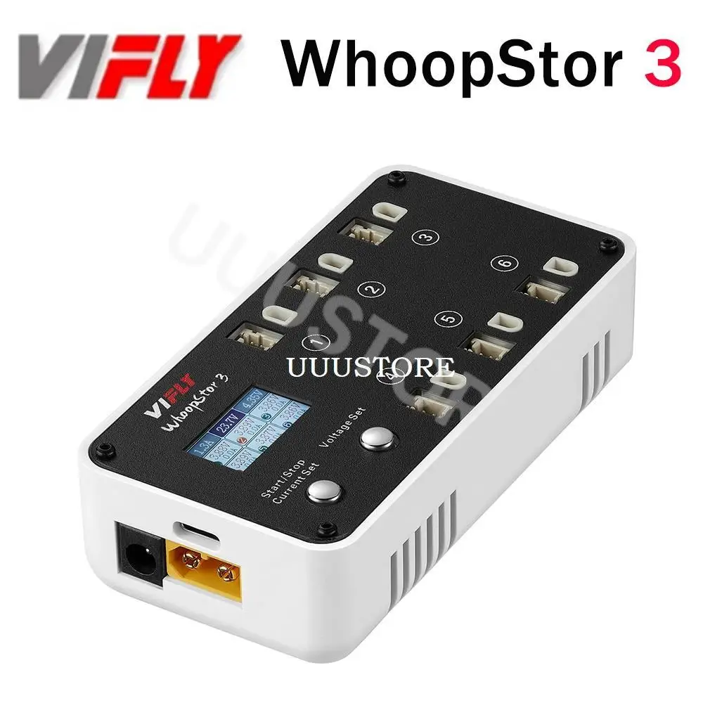 NEW VIFLY WhoopStor 3 V3 6 Ports 1S LIPO LiHV Battery Charger Discharger Storage LCD TYPE-C DC TX60 For FPV Drone BT2.0 PH2.0