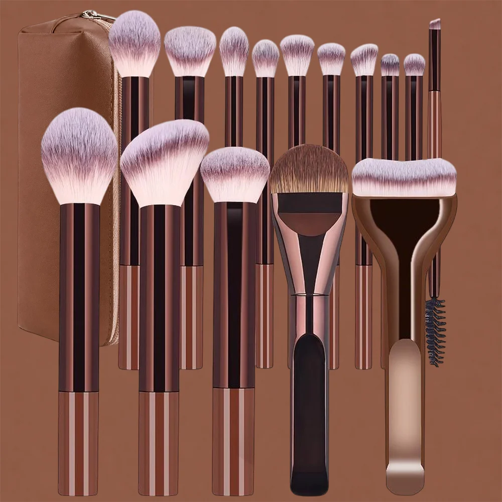 16Pcs Soft Bristle Kabuki Blending Makeup Brush Set Foundation Eyeshadow Blush Cosmetic Tool Professional Makeup Brush