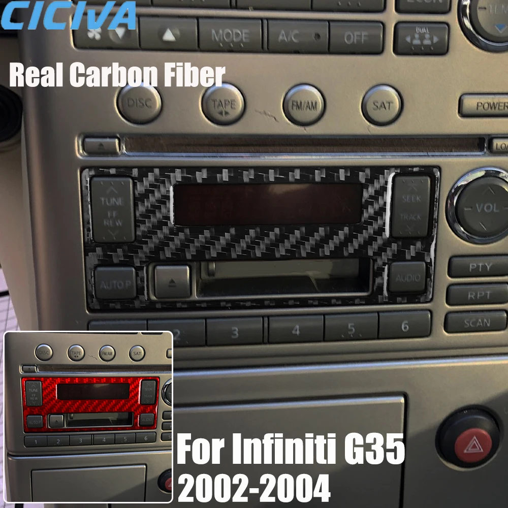 

Real Carbon Fiber Car Accessories Radio Control Panel Decorative Trim Cover Soft Sticker For Infiniti G35 V35 2002 2003 2004