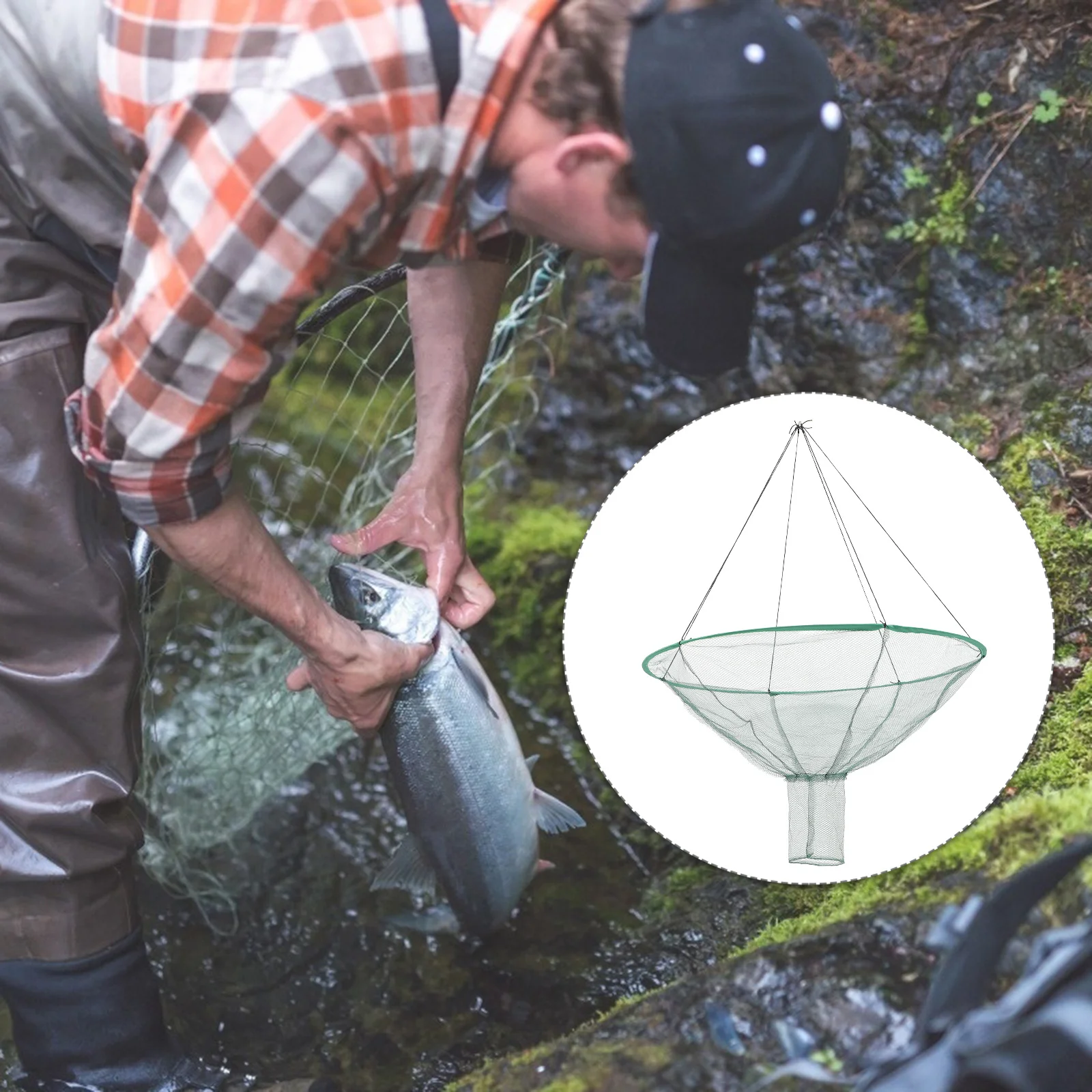 

1Pcs Foldable Fishing Net Professional Hand Net Crab Shrimp Lobster Bait Trap Durable Portable Fishing Accessories