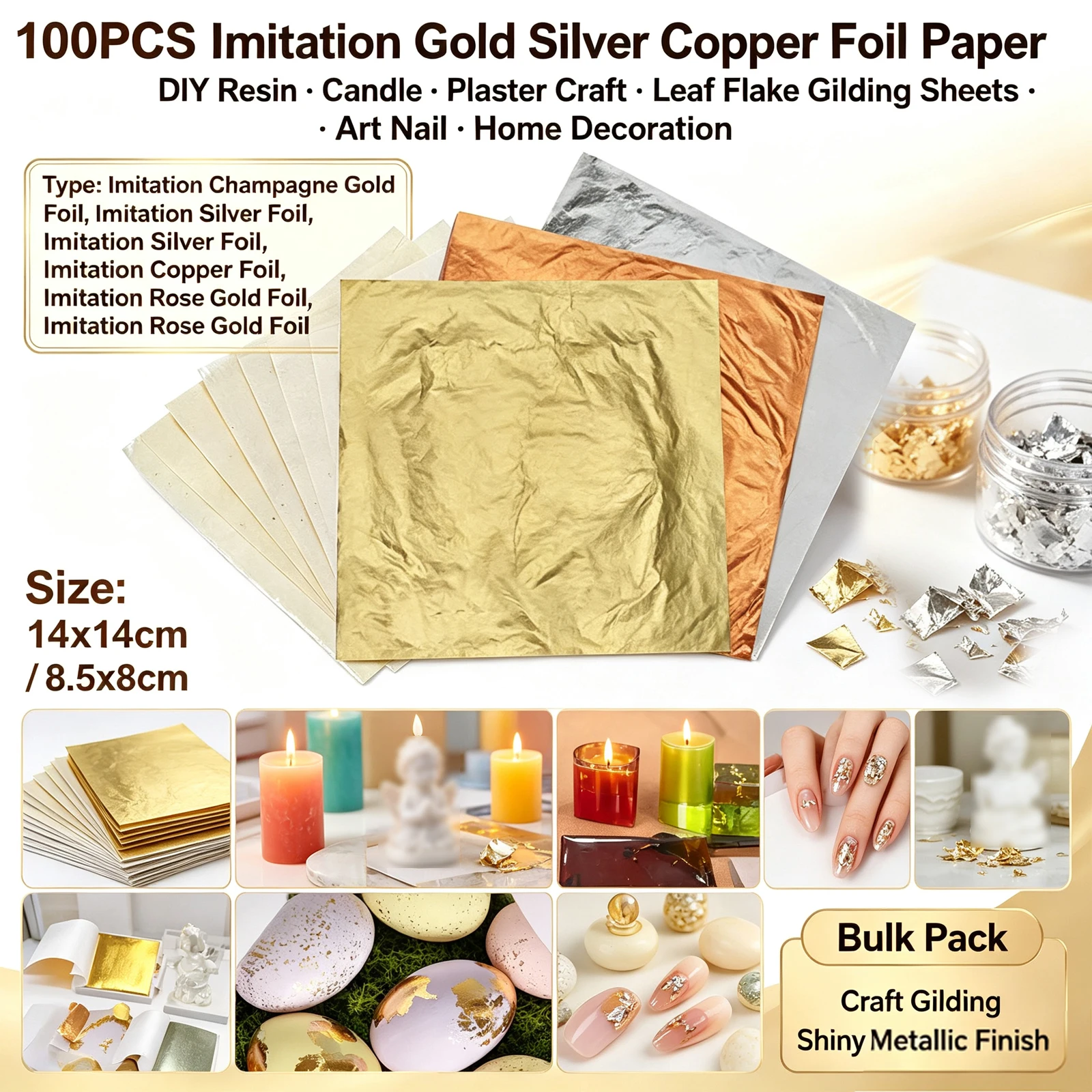 100 buah serpihan kertas imita - Gold Foil Flakes ulasan dan harga