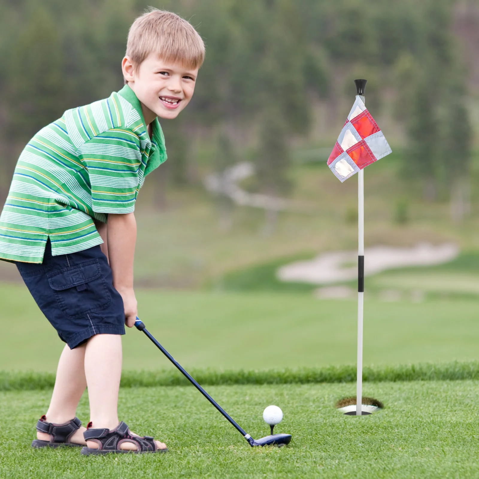 

Sturdy Flagstick Portable Golf Flagpole Enhances Home Putting Green Retrieval Versatile Indoor Outdoor Practice