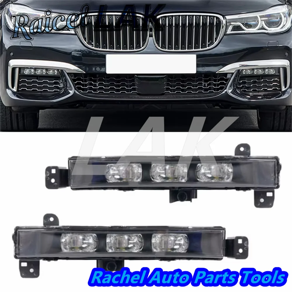 2PCS Amortecedor Frontal LED DRL Lâmpada de Nevoeiro para BMW Série 7 G11/G12 740i/750i 2016-2019 - OE #63177342953