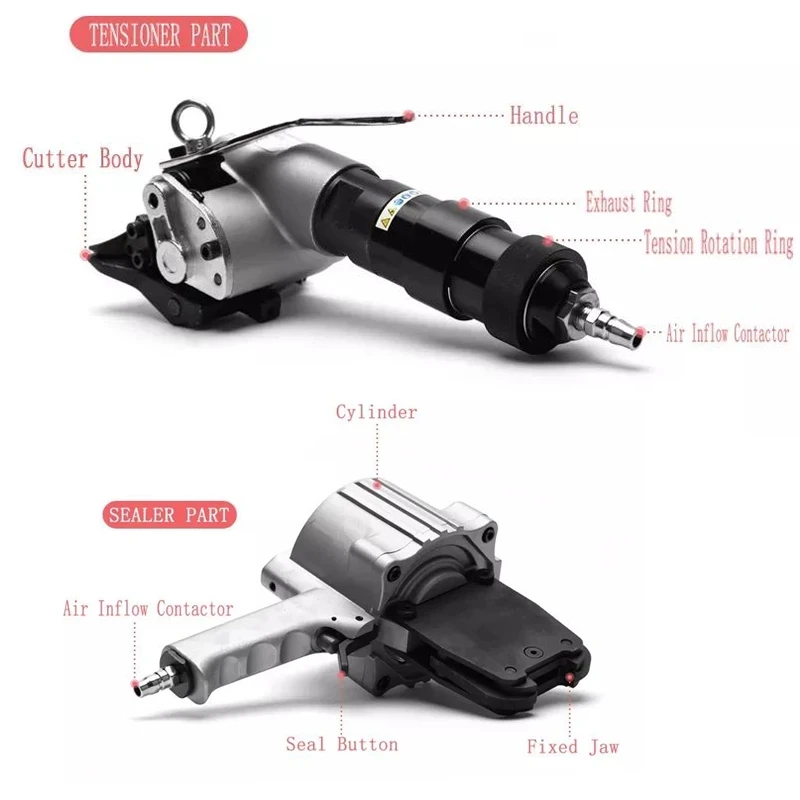 แบบพกพา Powered Pneumatic เครื่องมือบรรจุ Air Power บรรจุเครื่อง PP สัตว์เลี้ยงสายรัด