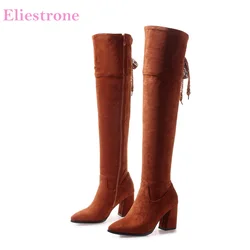 Brand New Winter Elegant Black Yellow Women Thigh High Boots High Heels Lady Over Knee Shoes AB226 Plus Big Size 10 32 43 47