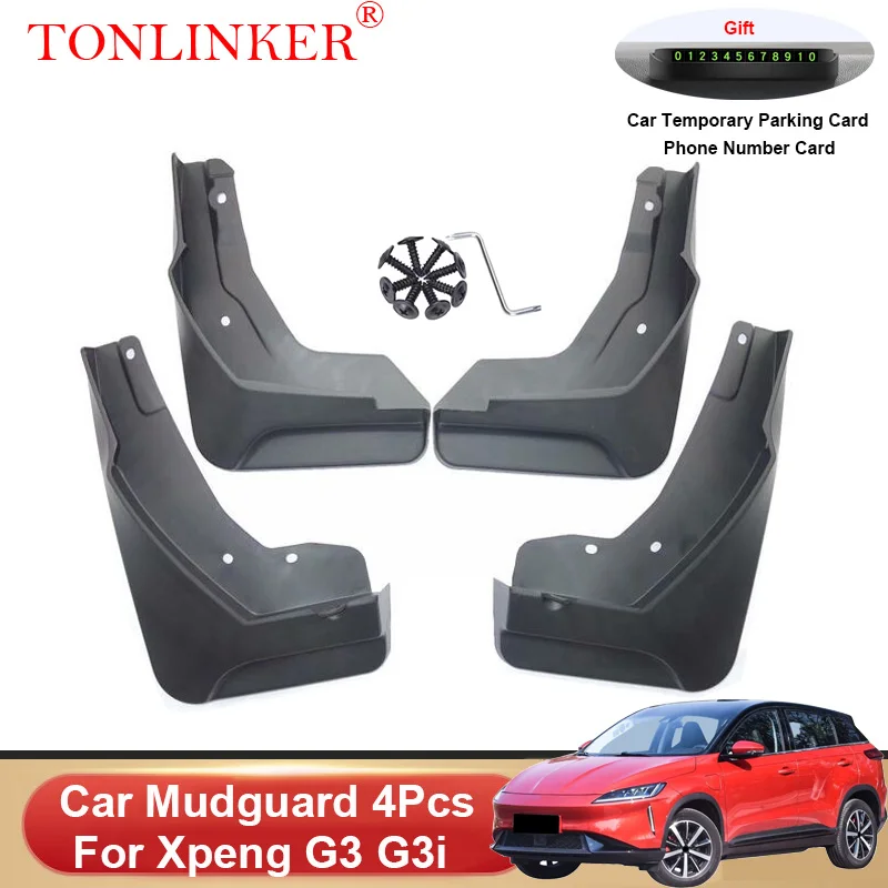 TONLINKER Car Mudguard For Xpeng  G3 G3i 2018 2019 2020 2021 2022 Mudguards Splash Guards Front Rear Fender Mudflaps Accessories