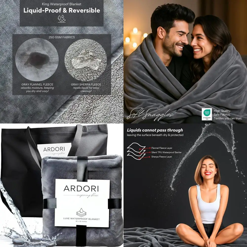 

Водонепроницаемое и грязеотталкивающее одеяло King Size серого цвета, 82x82 - влагопоглощающий многослойный наматрасник, непромокаемый верхний чехол