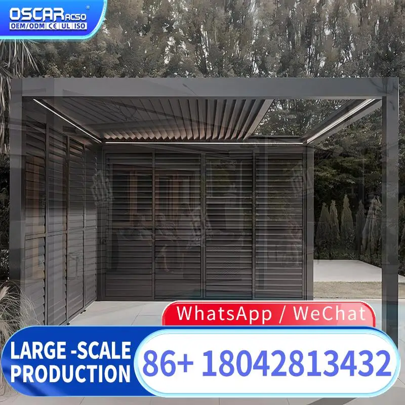 

Наружная водонепроницаемая алюминиевая беседка с открывающейся крышей, индивидуальная беседка для патио, сада, современная беседка для наружного пространства