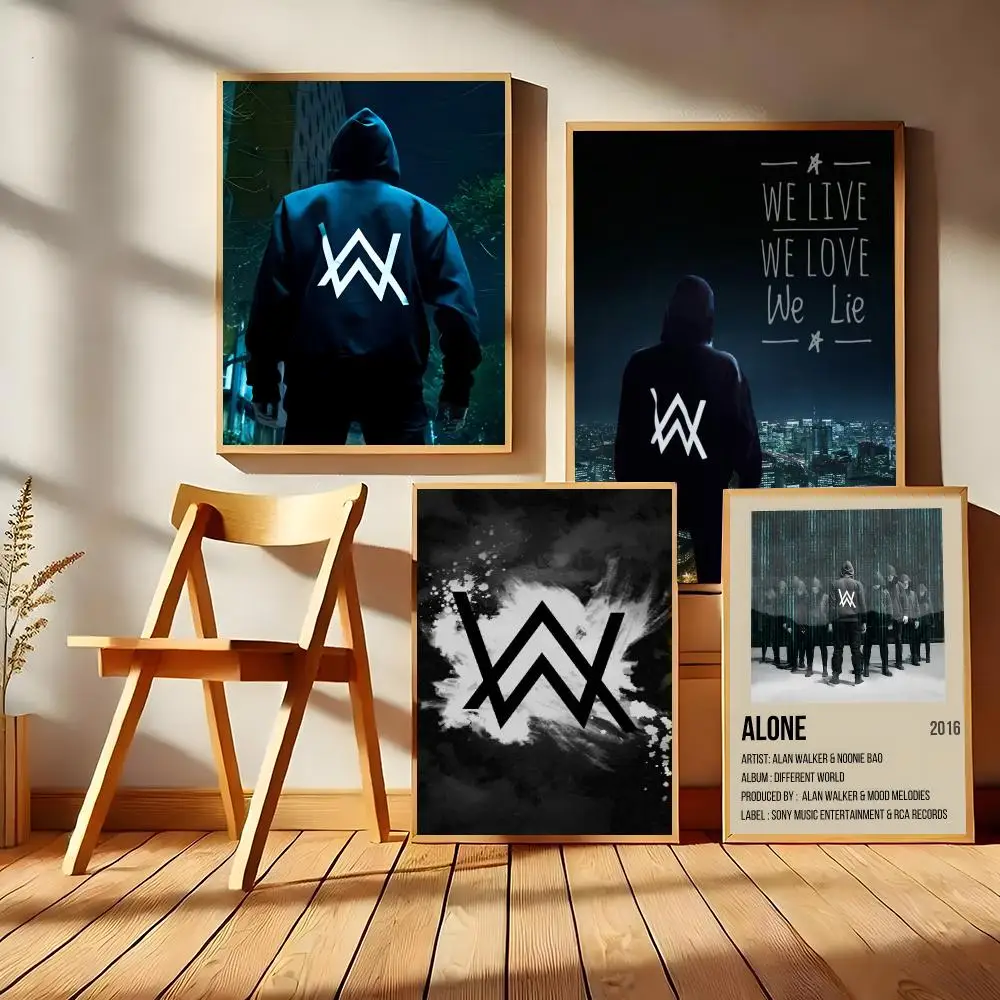 Popular Singer Edm Rave Dj A-Alan Walker Poster Matte Self-Adhesive Wall Art Print Living Room Bedroom Home Decor