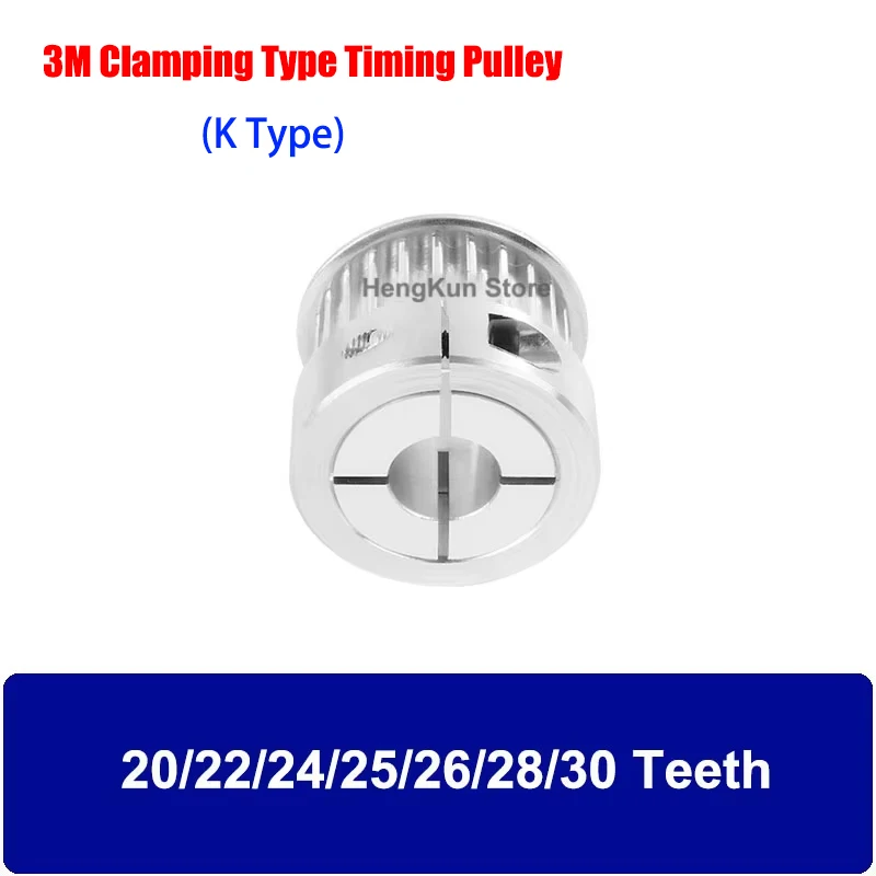 3M 20-30 Teeth Clamping Type Timing Pulley Bore 5mm-16mm K Type Synchronous Wheels Suitable For Timing Belt Width 10mm 15mm