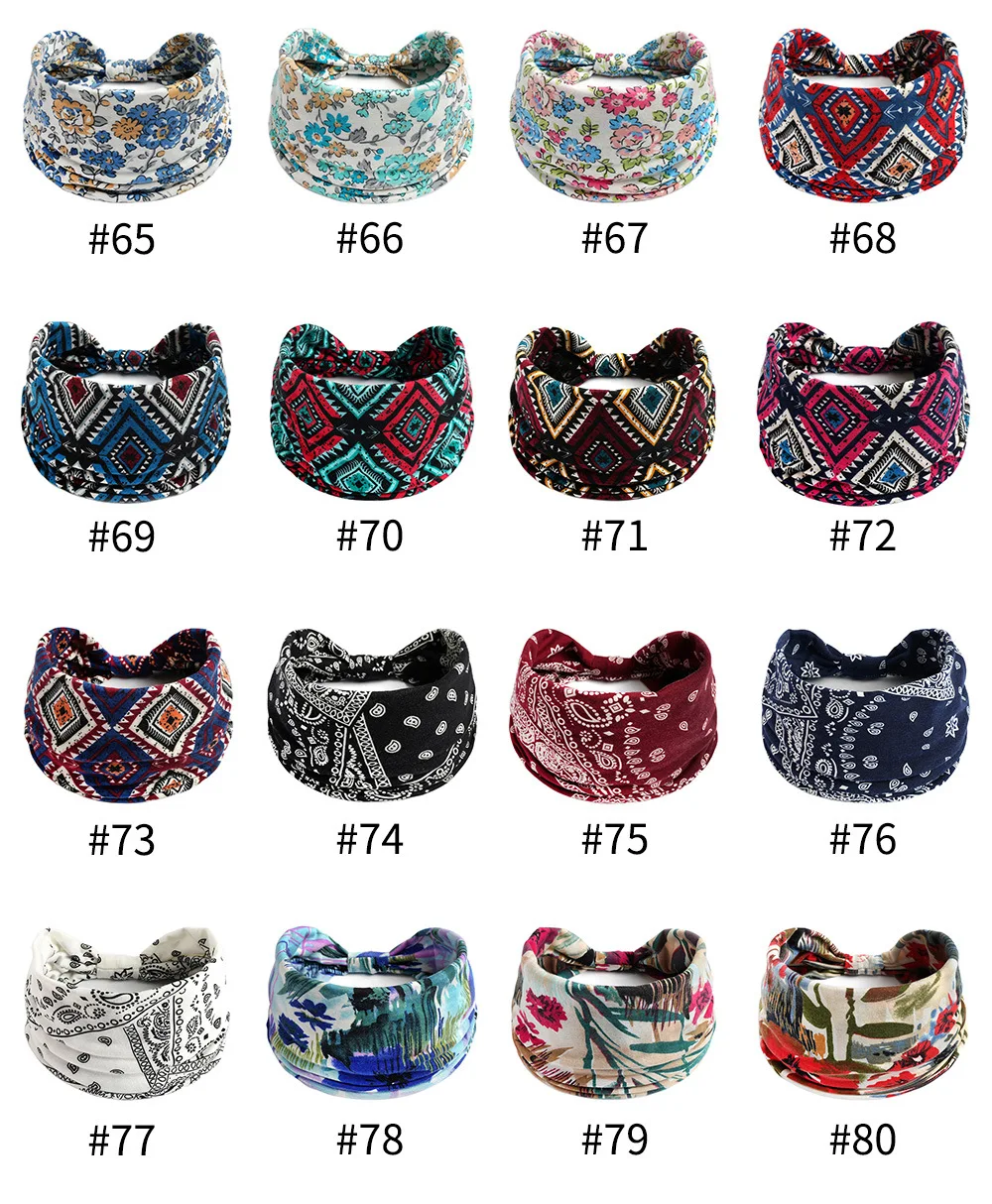 Breite Boho Stirnbänder für Frauen Mädchen elastische Turban Headwrap Knoten rutsch feste Haar bänder Sport Yoga Laufen Stirnband Haarschmuck – Detail 6