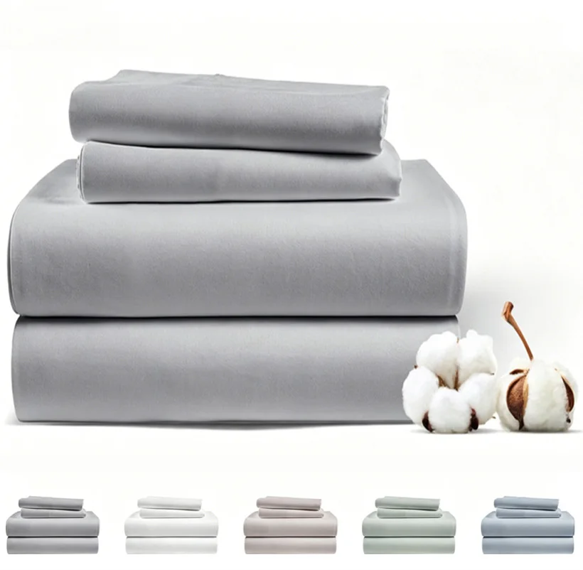 High-End 600TC Egyptian Cotton Bed Sheet Set with Fitted Sheet Flat Sheet Pillowcase Wrinkle Resistant Buttery Soft Bedding Set