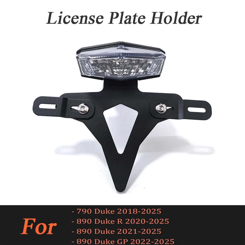 

For 790 890 Duke 790Duke 890Duke 2018-2025 Motorcycle License Plate Holder Rear Short Tail Stock Tailstock Bracket LED Light
