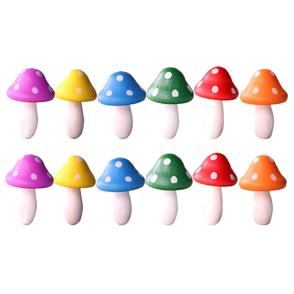 

12 Pcs Mini Wood Mushroom Ornaments Durable Safe Decor Garden House Kitchen Bedroom Living Dining Festival Gift