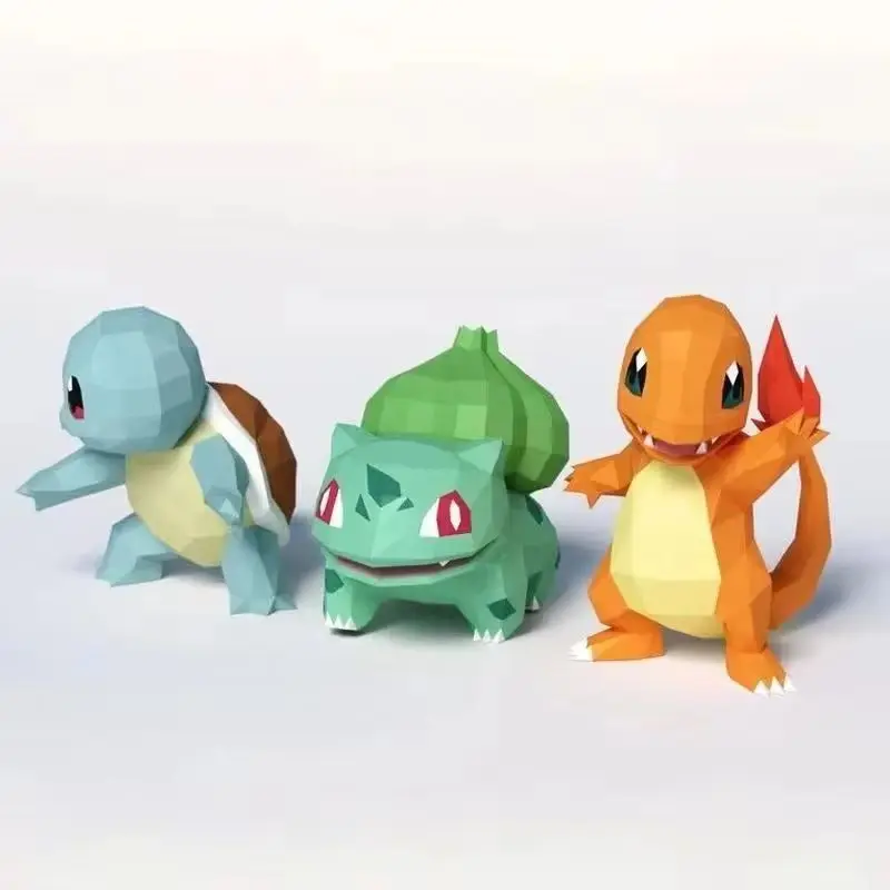 

MINISO Pokemon Charmander Bulbasaur Squirtle бумажная модель Papercraft 3D DIY игрушка ручной работы аниме фигурки домашний декор украшение стола