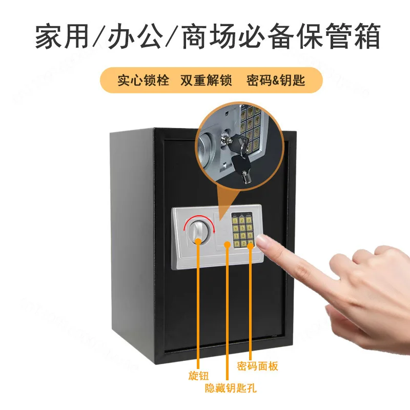 Full Steel Mini Digital Safe Box Electronic Password Lock Emergency Key Anti-Pry Security Storage Cabinet for Home Office Hotel